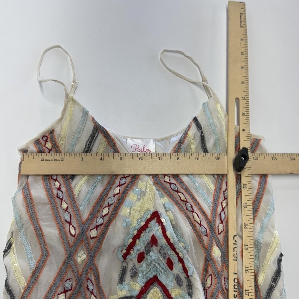 Parker Romper Womens Small White Sequin Silk Geometric Boho Festival - Picture 7 of 12